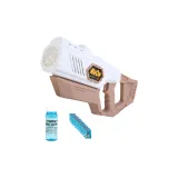 Работает на батарейках, технология пузырьки, пистолет Blaster [белый-коричневый], 1 вода + 10 раствора пузырьков