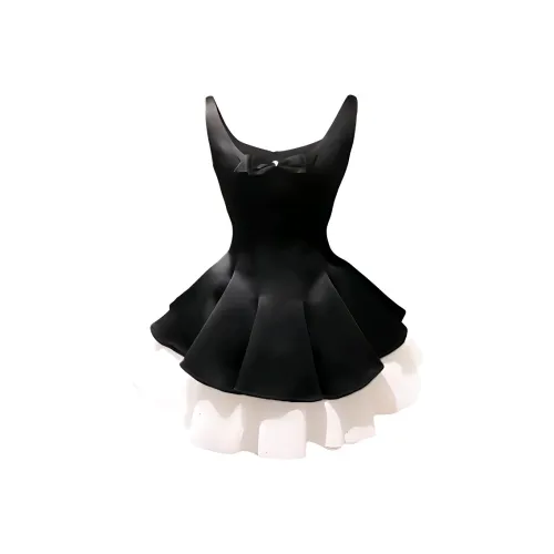 PZGE Черное платье Женские Платья без рукавов