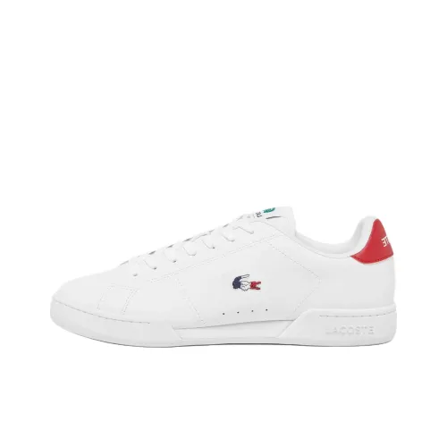 LACOSTE Carnaby Cup Slip-Resistant Abrasion-Resistant Low Top Skateboard Shoes Men's White ЛАКСТОУ Кэрнби Куп Slip-Resistant Abrasion-Resistant Низкие Кроссовки для Скейтбординга Мужские Белые