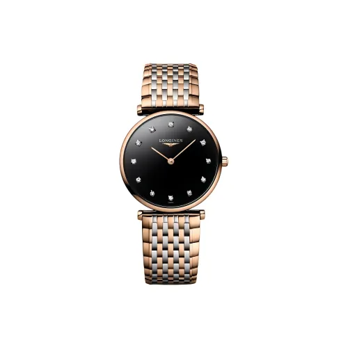 LONGINES Jialan Collection Кварцевый механизм Женские часы 29 мм Черный циферблат Корпус из нержавеющей стали Ремешок из нержавеющей стали