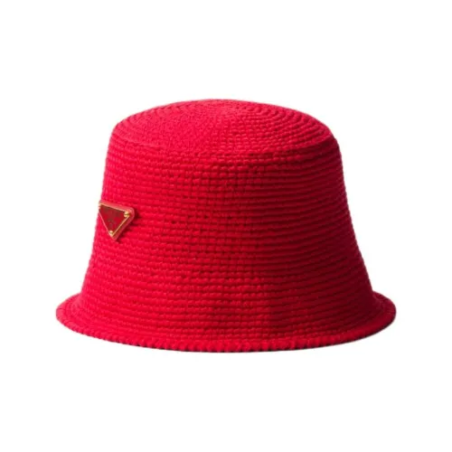 PRADA Искусственная рафия Шляпы ведра Женские Красные