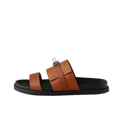 HERMES Jackson Шлепанцы Мужские Коричневые