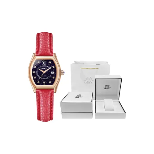 ORCO Кварцевый механизм кожаный ремешок из коровы женские часы синий циферблат