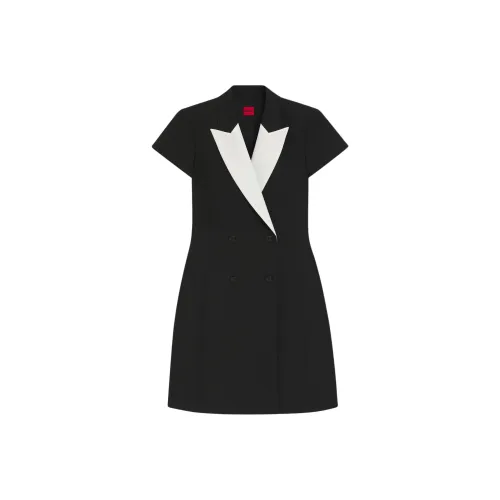 HUGO BOSS Короткое платье с короткими рукавами женское черное