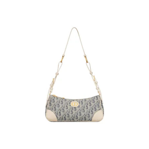 DIOR 30 Montaigne Хлопок Плечо Сумка Мини Женская Джинсовый Синий и Бежевый