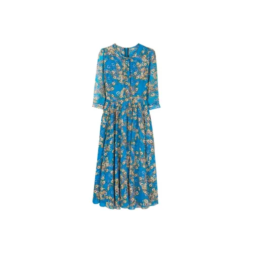 MJ Синий Женские Длинные Платья с Длинными Рукавами