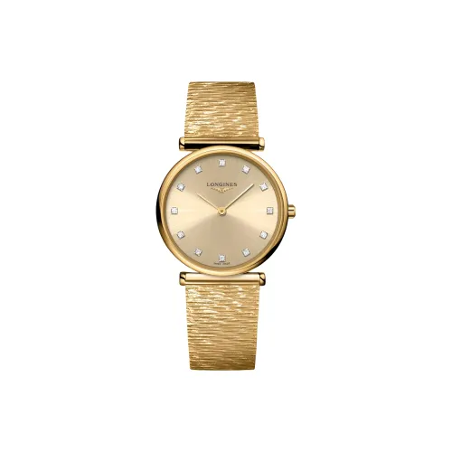 LONGINES Jialan Collection Кварцевый механизм Женские часы 29 мм Золотой циферблат Корпус из нержавеющей стали Ремешок из нержавеющей стали