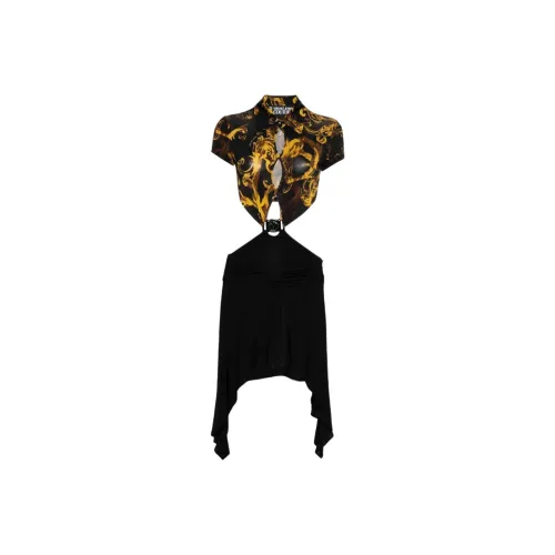 VERSACE JEANS COUTURE SS24 Короткое платье с короткими рукавами женское черное