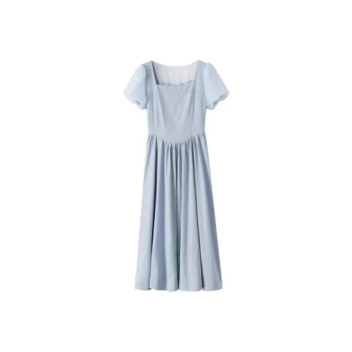 XIMENG Blue Женские Короткие Платья с Рукавами