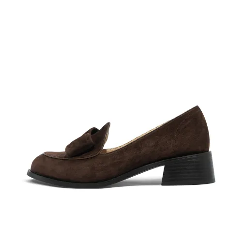 Lily Wei Caramel Custard Loafers Women's Dark Coffee