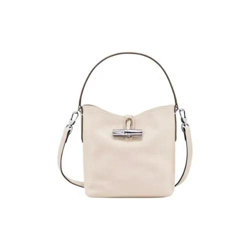 LONGCHAMP Le Roseau Корова Кожа Ведрообразная Сумка Сумка через плечо Мини Сумка Женская Бумажная Белая