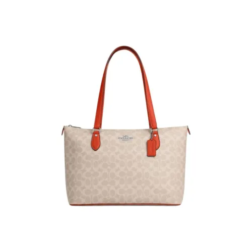 COACH Gallery Покрытый холст Тоут Сумка Сумка для покупок Сумка Большая Женская Песочного цвета Темно-оранжевый