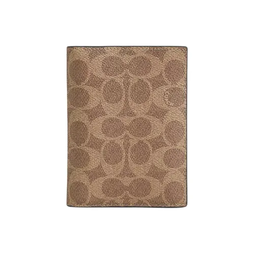 COACH Подпись Покрытый холст Картхолдер Маленький Женский Коричневый