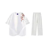 Комплект одежды (Белая футболка + Бело-серые повседневные штаны Фотиния)