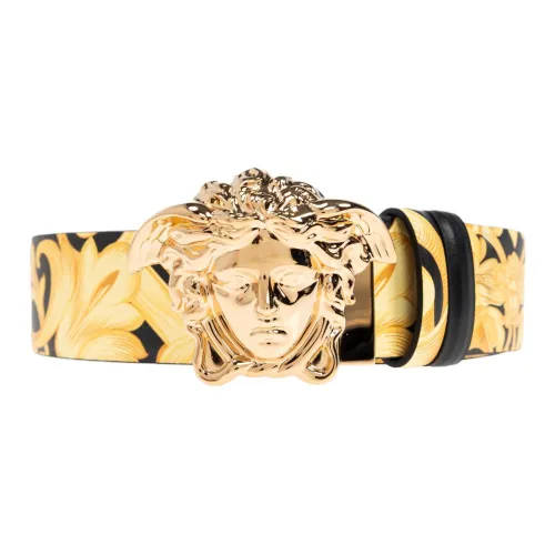 VERSACE 100% кожа ремни мужские желтый черный ширина 4CM
