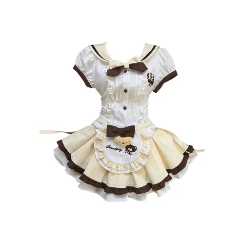 Рубашка + Юбка + Скатерть Женские Лолита Платья