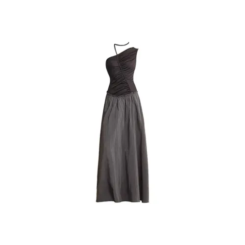 PZGE Черно-серое платье женское платье без рукавов