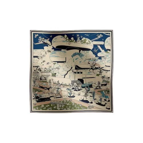 HERMES Кашемир Палантины Женские Морской Синий