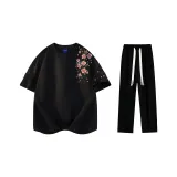 Комплект одежды (Черная футболка + Черные повседневные штаны)