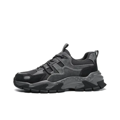 JEEP SPIRIT Black Myth Устойчивый к истиранию Дышащий Низкий Топ Повседневная обувь Мужская Черный Серый