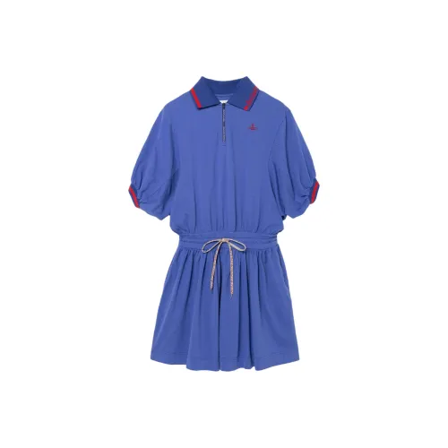 Vivienne Westwood Синие Женские Платья с Коротким Рукавом