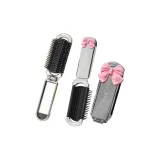 Складная расческа + Розовый бант [с съемным зеркальцем]