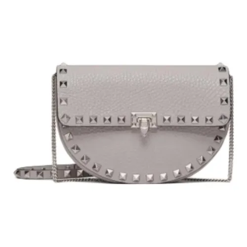 Valentino Rockstud Телячья кожа с текстурой Сумка через плечо Мини Женская Цвет голубино-серый