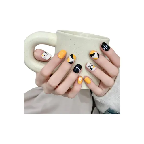 Rui Jin Luxury Style Fashion False Nail Short Yellow Solid Color Cute 16mm Руй Цзинь Люкс Стиль Мода False Nail Короткий Желтый Однотонный Милый 16мм