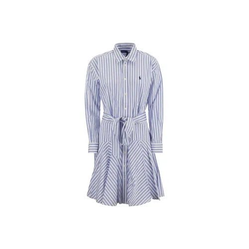 Polo Ralph Lauren Длинное платье с длинными рукавами женское синее