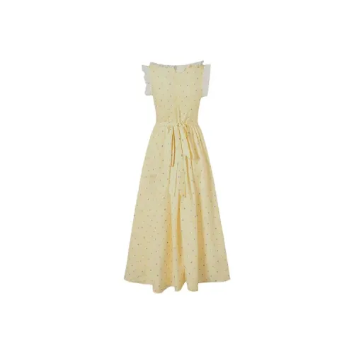 ETSE Желтое Платье Женские Платья без рукавов