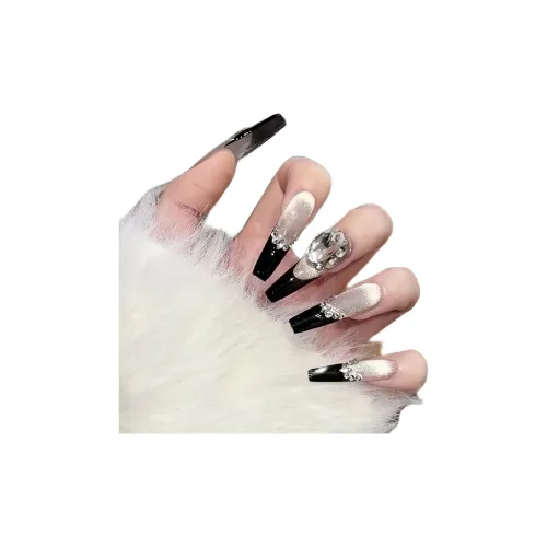 AIDINGQI Черный Золотой Принцесса Искрящийся High END Серебряный Кошачий Глаз Французский Маленький Стразы False Nail