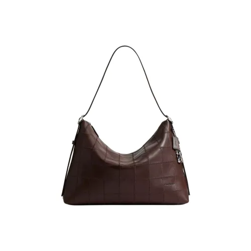 COACH Ergo Кожа Сумка через плечо Большая Женская Темно-коричневая