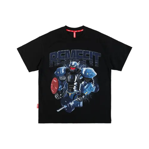 REMEFIT Черный, Ночной свет Вышивка Унисекс Футболка