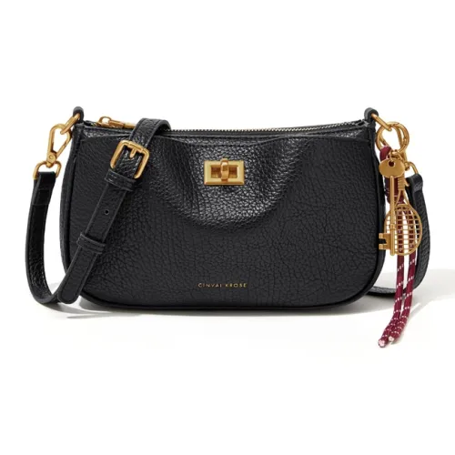 CinvaiKrose Сумка через плечо из коровьей кожи с синтетической кожей маленькая женская экрю черная