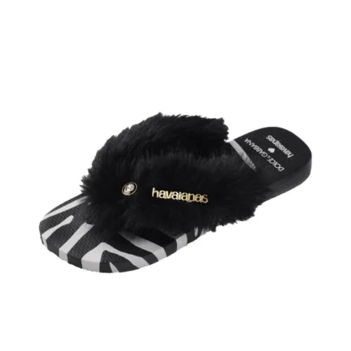 Dolce Gabbana x Havaianas Резиновая подошва устойчивая к истиранию шлепанцы женские черный белый