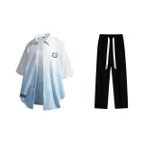 Комплект одежды (Белая и Синяя рубашка + Черные повседневные штаны)