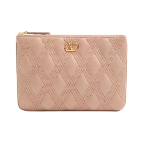 Valentino Garavani Кожаный клатч женский розовый имбирный