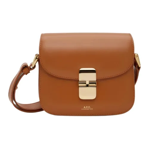 A.P.C Grace Коровья кожа Сумка на плечо Мини Женские Орехи Коричневый