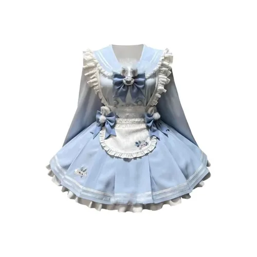 EFCR Синий с Белым Lettering Женские Лолита Платья