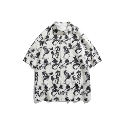 PEIMENG Бежево-абрикосовый, чернила, скачущий конь, мужские рубашки