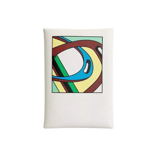 HERMES Calvi Duo Swift Кожа Картхолдер Мини Женская Белый