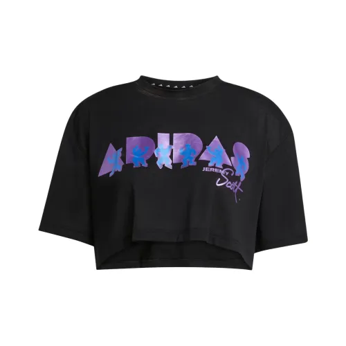 Adidas Рукав с спущенным плечом T-рубашка Женская Черная