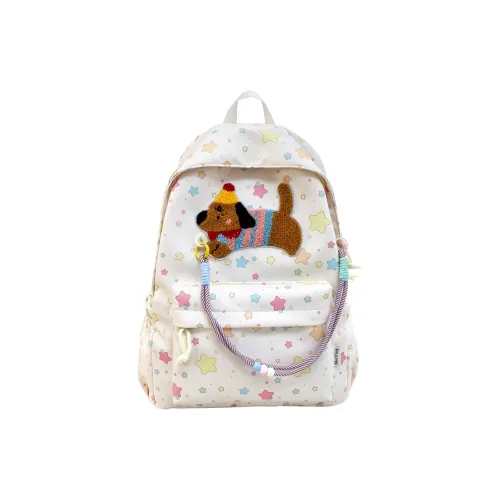 TAIGENU Нейлон Рюкзак Унисекс Бежевый Звезда Бежевый Точка Кофе Маленький цветок Белый Звезда Белый Точка Розовый цветок