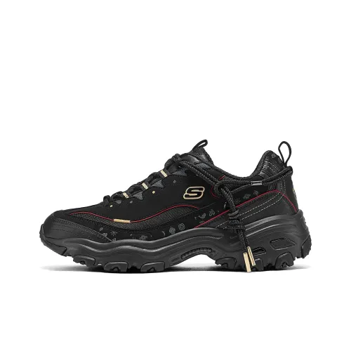 Skechers D'LITES 1,0 Устойчивые к истиранию Низкие Топ Кроссовки для бега Мужские Черные