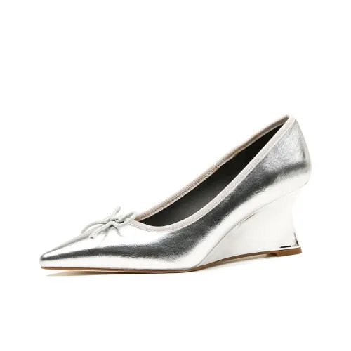 GOSO Клин-каблук Высокие каблуки 7 см Женские Серебряные