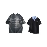 Черный, имитация двухслойности + темно-серый, рубашка с коротким рукавом