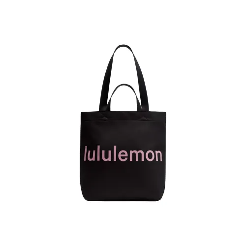 lululemon Хлопок Тоут Сумка Сумка для покупок Сумка Женская Черная и Розовая