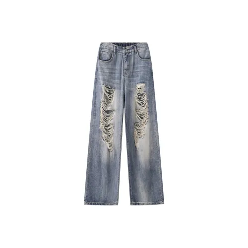 ZUOFEILI Синие Унисекс Джинсы