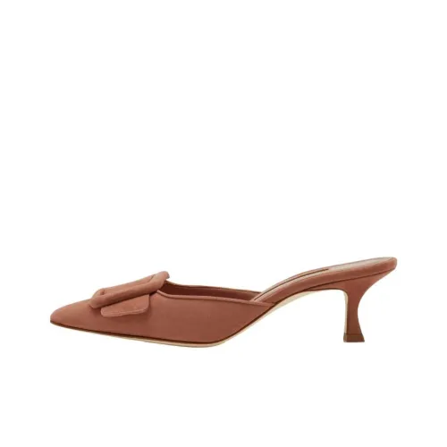 MANOLO BLAHNIK Домашние тапочки 5 см Женские Коричневый