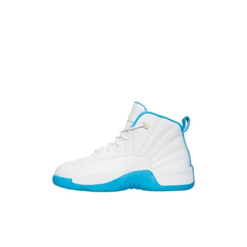 Jordan Air Джордан 12 Противоскользящий Устойчивый к истиранию Высокий Топ Детская Баскетбольная Обувь Сине-белый Детский